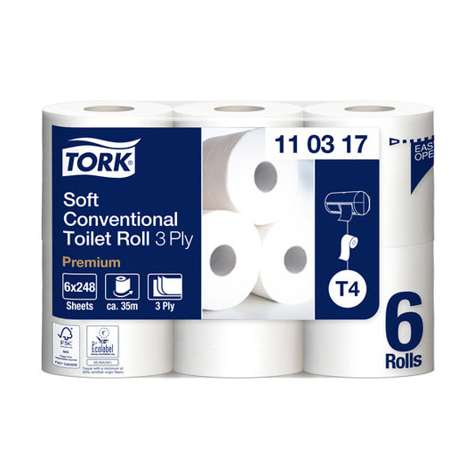 Toilet paper TORK PREMIUM EXTRA SOFT T4, 110317, 9.9cmx34.72m, 3 ply, 6 pcs/pack.