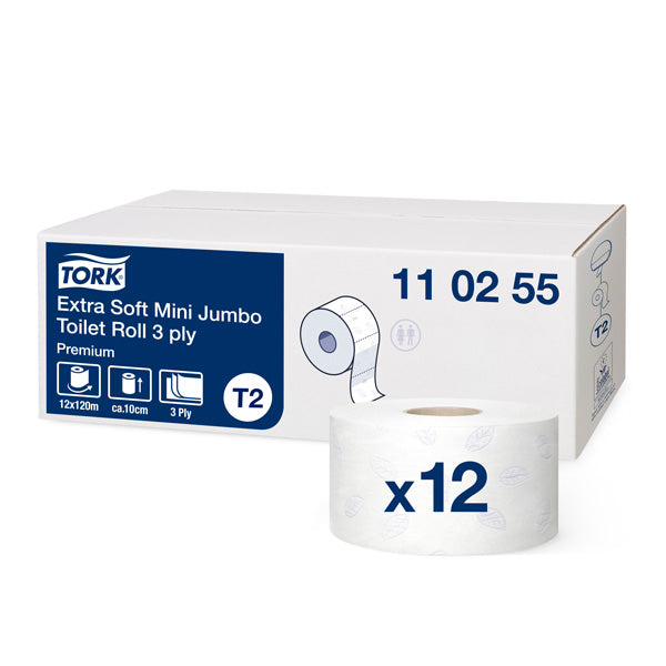 Toilet paper TORK PREMIUM MINI JUMBO EXTRA SOFT T2, 3 ply, 9.4 cm x 120 m, 110255