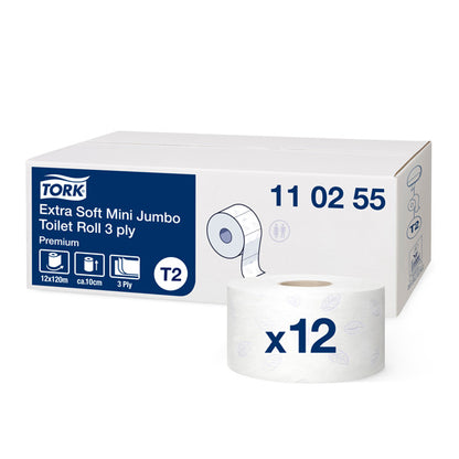 Toilet paper TORK PREMIUM MINI JUMBO EXTRA SOFT T2, 3 ply, 9.4 cm x 120 m, 110255