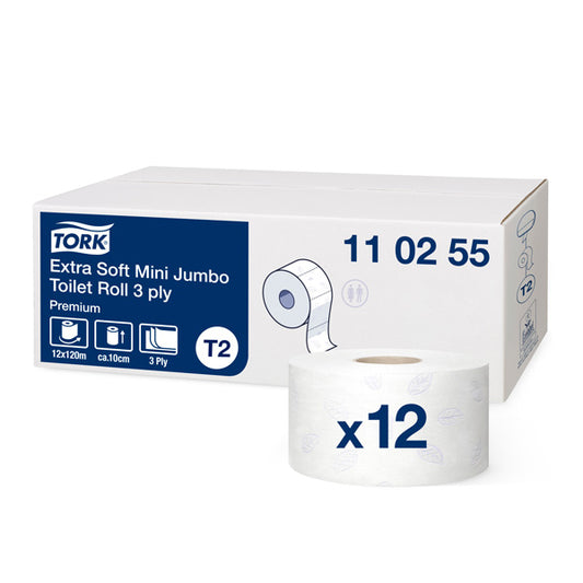 Toilet paper TORK PREMIUM MINI JUMBO EXTRA SOFT T2, 3 ply, 9.4 cm x 120 m, 110255
