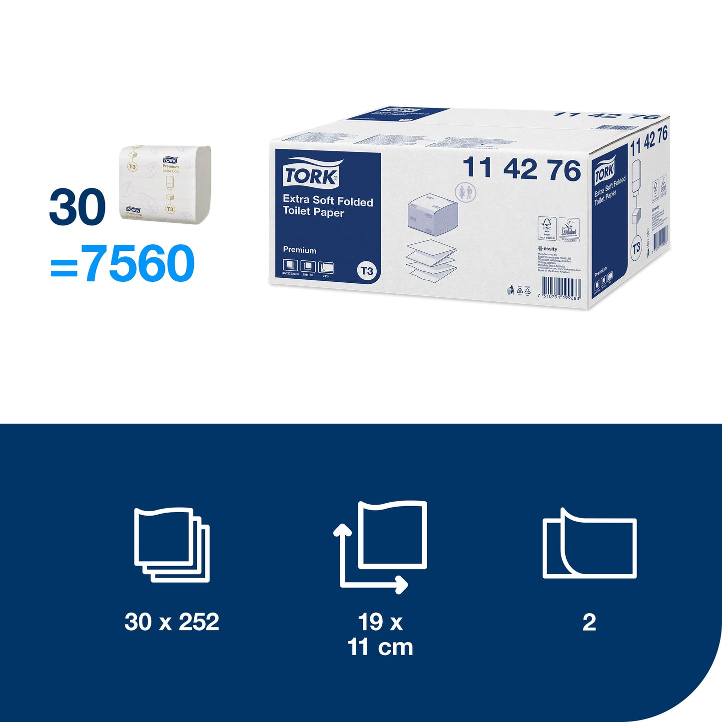 Tualetinis popierius TORK  EXTRA SOFT, T3 114276, 2.sl., 11 x 19 cm, balta sp.