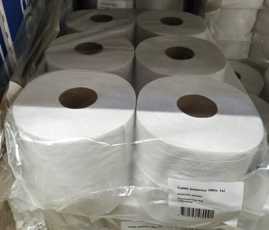 Toilet paper GRUINE, 1 ply, 9cm x 150m, 60% whiteness, grey color.