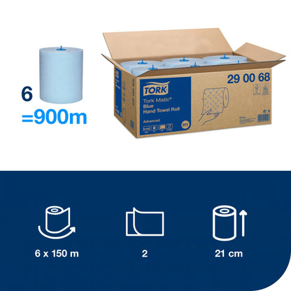 Paper towels TORK H1 Advanced Matic, 2 ply, 150 m, blue, 290068