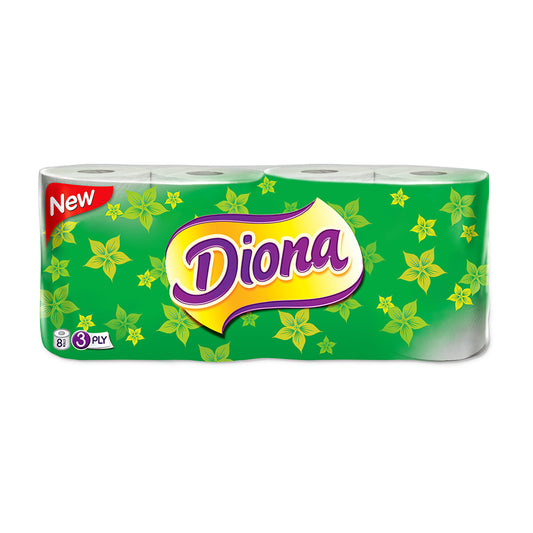 Toilet paper GRUINE DIONA, white, 3 ply, 8 pcs/pack.
