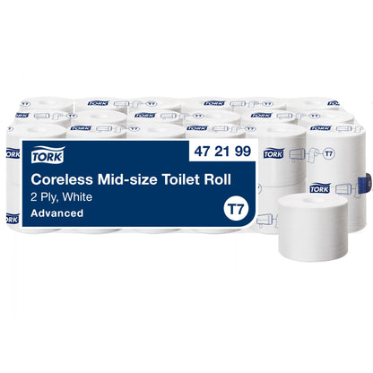 Toilet paper TORK Advanced Mid-size T7 472199, coreless, 2 ply, 9.3cmx103.5m, 36 pcs/pack.