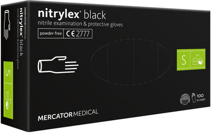 Disposable gloves NITRYLEX PF, nitrile, powder-free, black, S, 100 pcs.