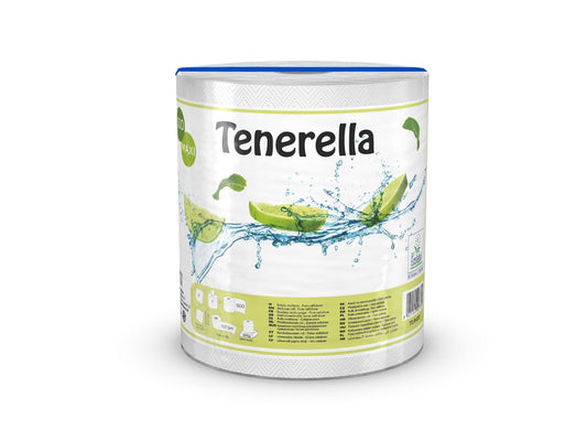 Paper towels TENERELLA, 1 roll x 500 sheets, 2 layers, 107 m.
