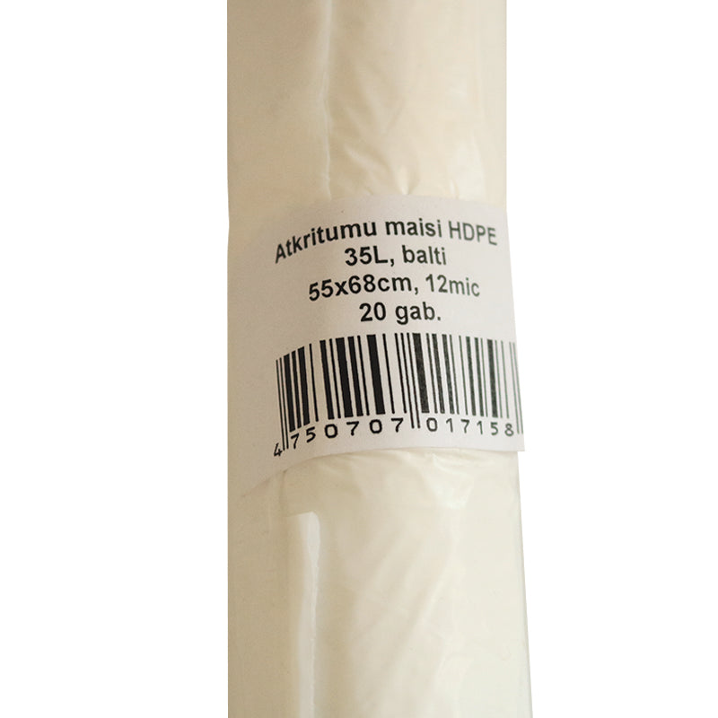 Garbage bags, 35 L, 20 pcs, HDPE, 12 mic, white