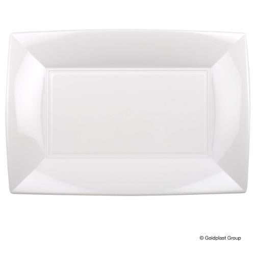 Vienkartinės lėkštės NICE, PP, baltos 34,5x23 cm, 6 vnt
