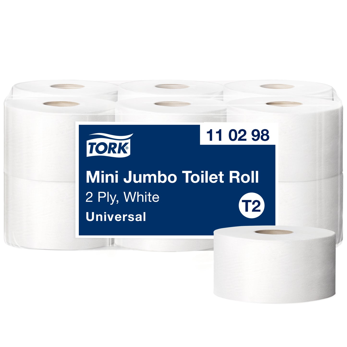 Toilet paper Tork Universal Mini Jumbo T2, 2 ply, 9.1cm x 150m, white (110298)
