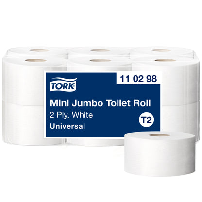 Toilet paper Tork Universal Mini Jumbo T2, 2 ply, 9.1cm x 150m, white (110298)