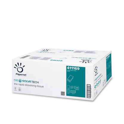 Paper towels PAPER NET Euro "V" Supermini Blue, 2 ply, 210 l., 21x22 cm, white color.