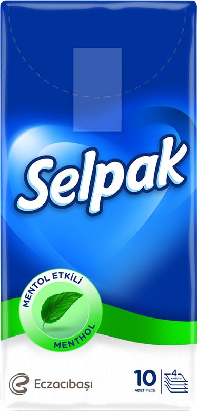 Disposable tissues SELPAK Menthol, 4 layers, 10x10pcs