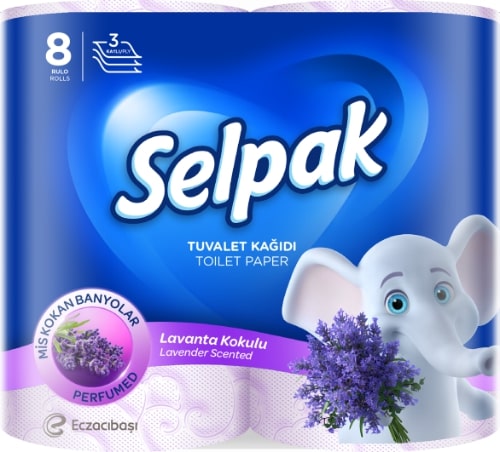Toilet paper SELPAK Spa Lavender, 3 layers, 18.6 meters, 150 sheets, 8 pcs.