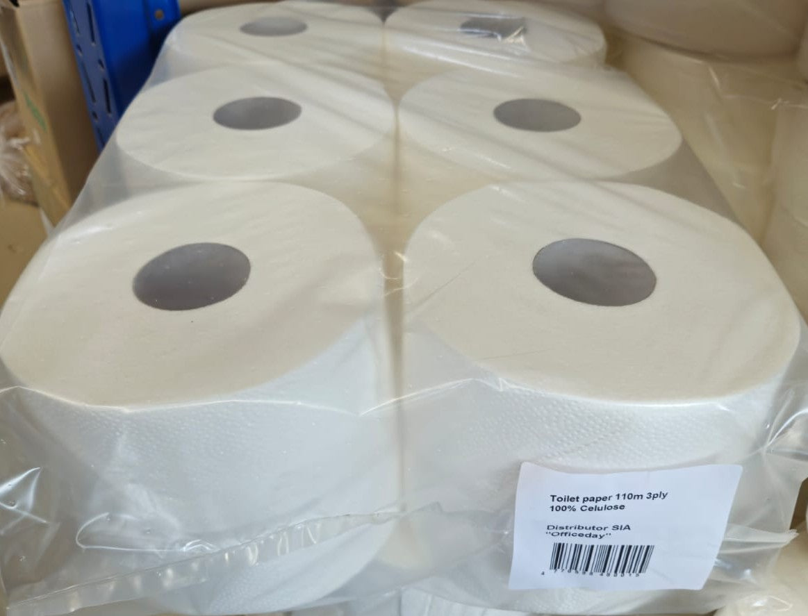 Toilet paper GRUINE, made of virgin fiber, with perforation, 3 layers, 110 m