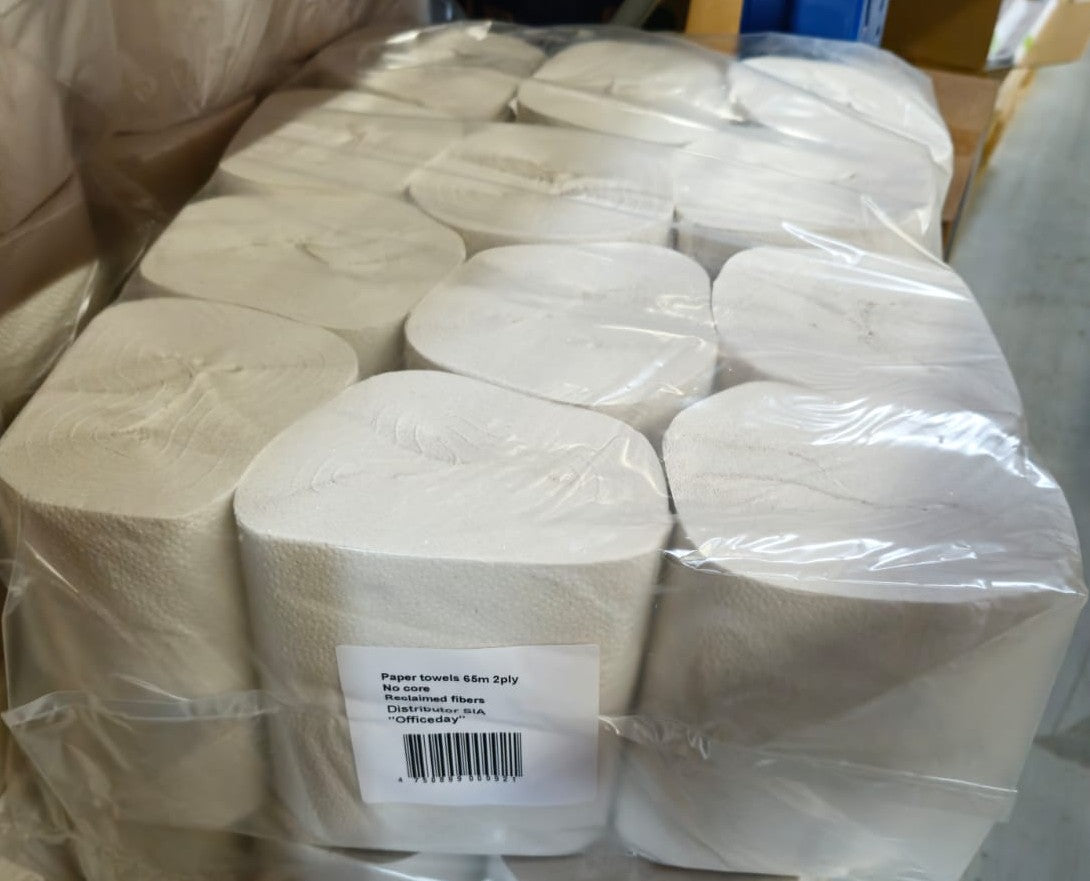 Popieriniai rankšluosčiai GRUINE, su perforacija iš regeneruotų pluoštų, 2 sluoksniai, 65m, 80732