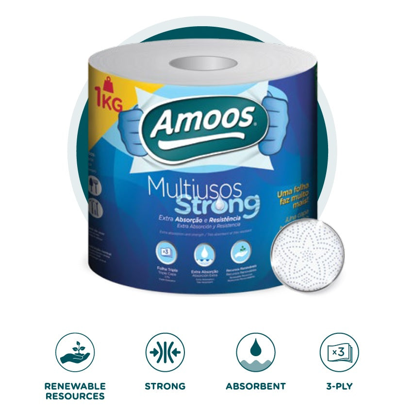 Paper towels AMOOS, 3-ply, 70 m, 22cm
