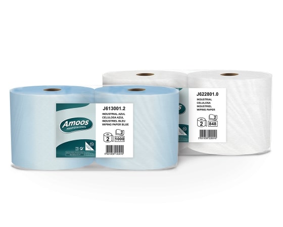 Industrial paper with perforation AMOOS, 2 layers, 300m, 23.5cm, blue