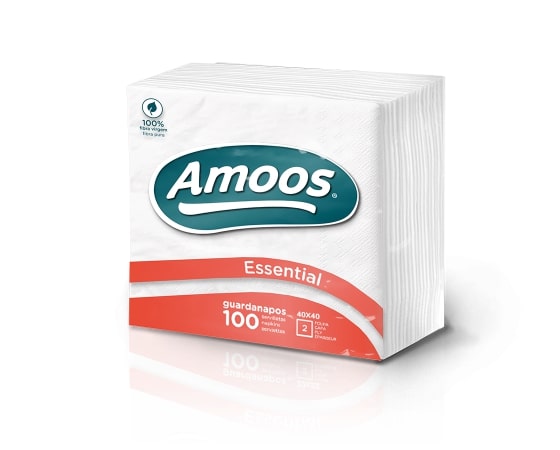 Paper table napkins AMOOS, 2-ply, white 100 pcs. per pack, 33x33cm