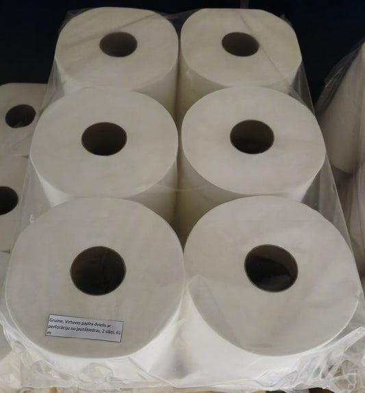 Popieriniai rankšluosčiai GRUINE, su pirmojo pluošto perforacija, 2 sluoksniai, 61 m