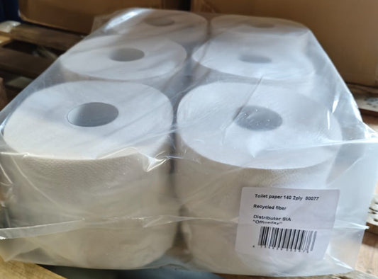 Toilet paper GRUINE, with regenerated fiber perforation, 2 layers, 140 m
