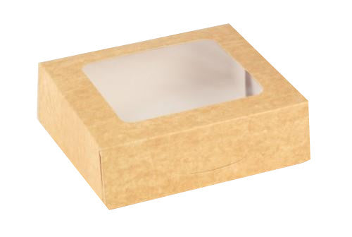 Kartoninė dėžutė KRAFT, su langu, 16 x 16 x 5 cm, 50 vnt..