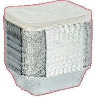 Disposable container with lid, aluminum, 450 ml, 14.5 x 12 x H 4 cm, 50 pcs.