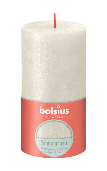 Žvakė - cilindras RUSTIC, dramblio kaulo, D 6,8 cm, H 13 cm, vnt