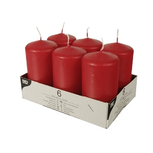 Candle - cylinder, red, D 6 cm, H 11.5 cm, 24 h, 6 pcs.