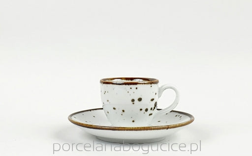 Puodelis COTTAGE White, su lėkštute, porcelianas, 80 ml, H 6 cm, vnt