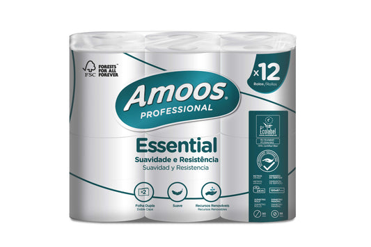 Toilet paper AMOOS in rolls with perforation, 2 layers, 12 rolls