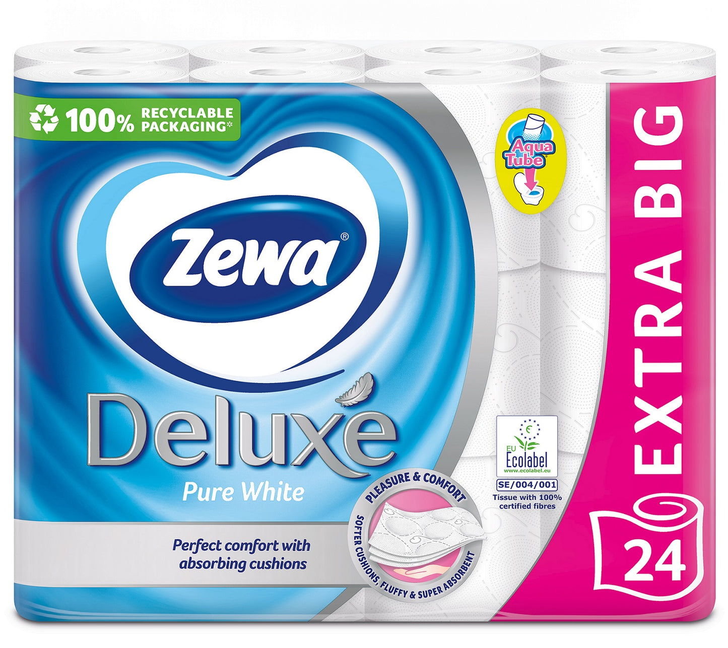 Toilet paper ZEWA Deluxe, Pure White, 3-ply, 24 pcs
