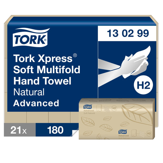 Hand cleaning wipes TORK ADVANCED, H2, 130299, 2 ply, 180 serv., 21.3 x 24 cm, natural color.