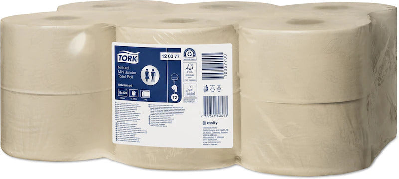 Toilet paper TORK ADVANCED MINI JUMBO T2,120377, 2 ply, 9.4 cm x 170 m, natural color.