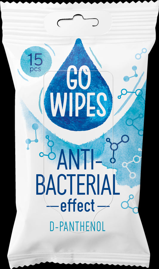 Drėgnos servetėlės GOWIPES Antibact D-Panthenol 15 vnt