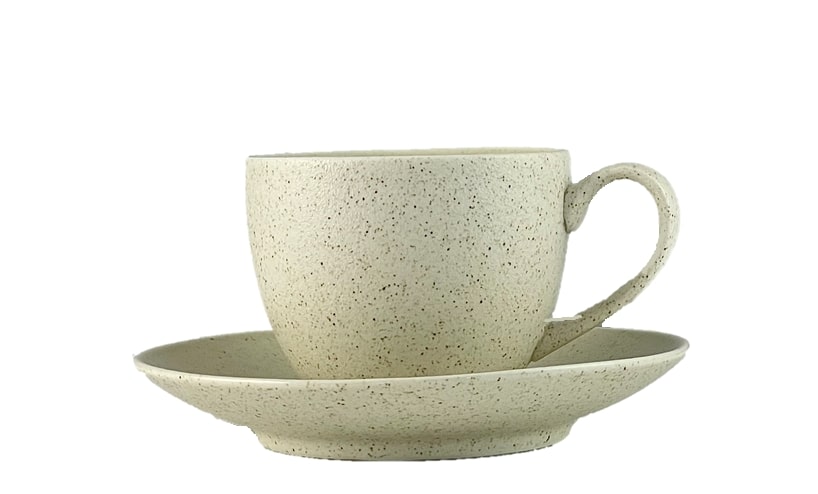 Cup GRANITE Cream, with saucer, porcelain, 90 ml, H 6 cm, pcs.