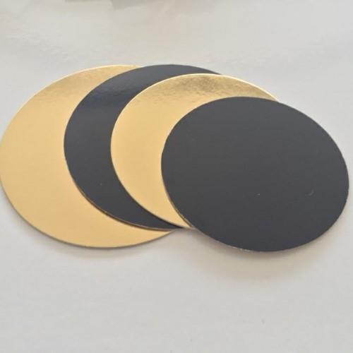 Disposable cake stand, thick, gold/black, cardboard, D 28 cm, 50 pcs.