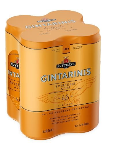 Beer ŠVYTURYS Amber, 4.6%, pack. 4 x 0.568 L, cans D