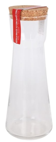 Grafinas, su kamščiu, stiklas, 1 l, H 26 cm, vnt
