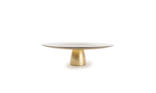 Padėklas Glint Gold, tortui, ant kojelės, stiklas, D 33 cm, H 10 cm, vnt