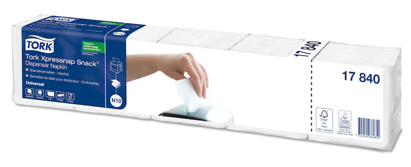 Servetėlės TORK Xpressnap Snack, dozatoriui N10, baltos spalvos, 1125 vnt. 17840