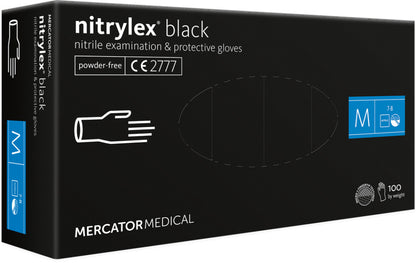 Disposable gloves NITRYLEX PF, nitrile, powder-free, black, M, 100 pcs.