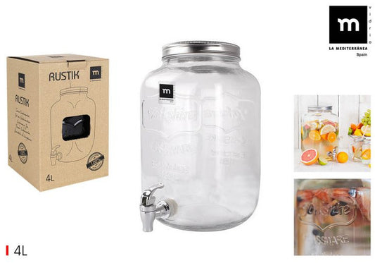 Glass jar with tap, 4 l, 15 x 26 cm, pcs.