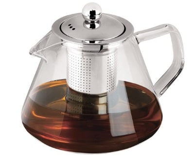 Teapot, with strainer, borosilicate glass/stainless steel, 1 l, pcs.