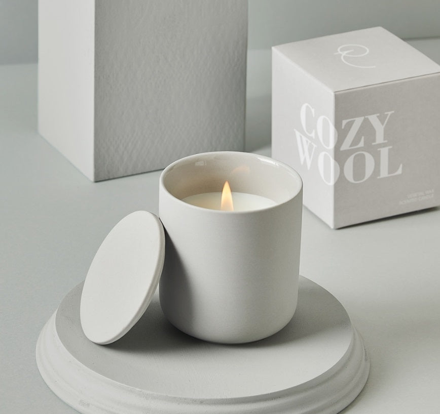 Candle SOFT Wool, scented, D 8.5 cm, H 10 cm, up to 40 h, pcs.