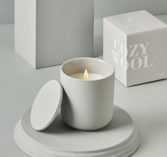 Candle SOFT Wool, scented, D 8.5 cm, H 10 cm, up to 40 h, pcs.