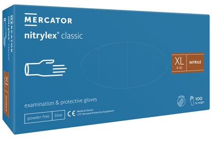 Disposable gloves NITRYLEX Classic, nitrile, powder-free, blue, XL, 100 pcs.