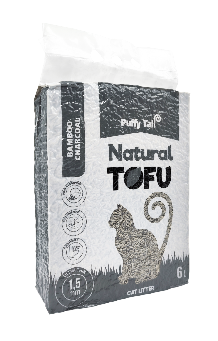 Tofu kraikas PUFFY TAIL bambukinis, 1,5 mm, granulės, 2,4 kg