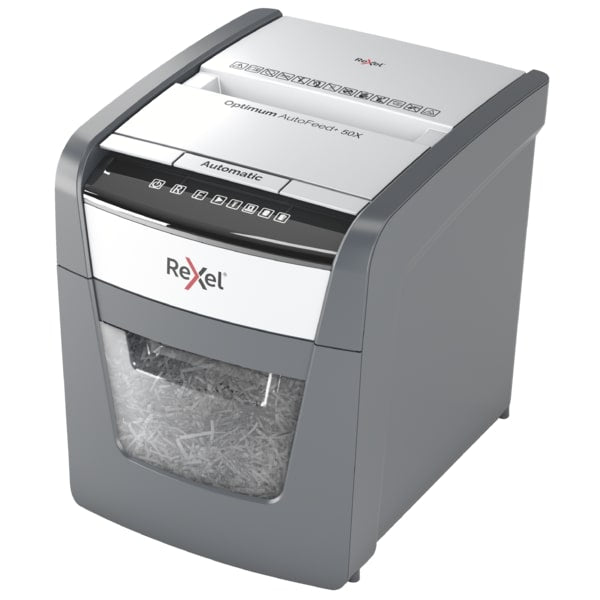 Automatinis dokumentų naikiklis Rexel Optimum Autofeed 50X, 4x28mm, P4, 20l