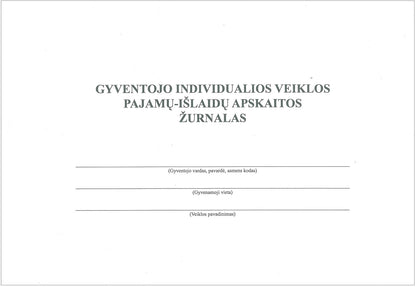 Gyventojo individualios veiklos pajamų-išlaidų apskaitos žurnalas A4, horizontalus, 24 lapai